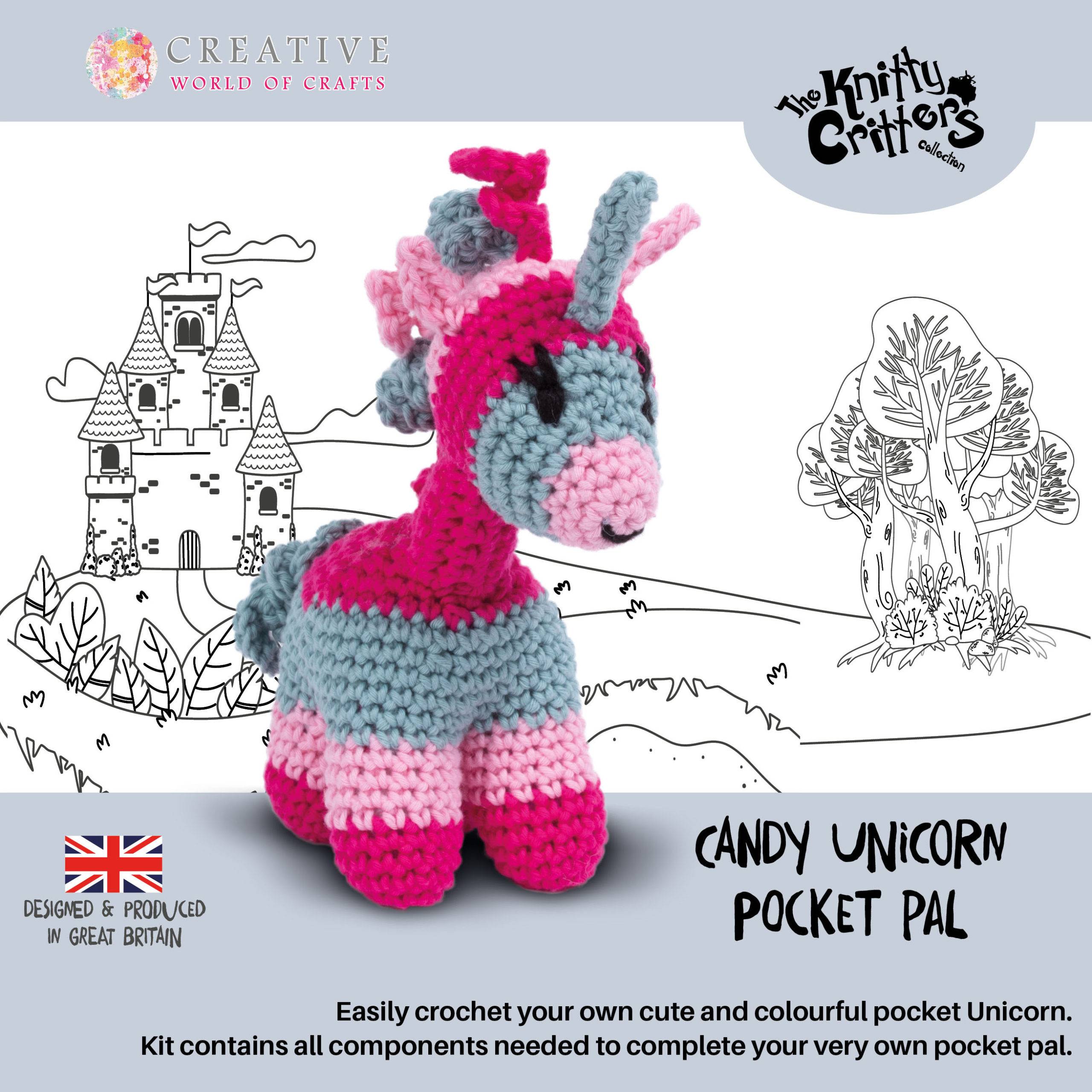 Creative Expressions Knitty Critters Pocket Kit De Crochet PAL-Candy Unicornio 