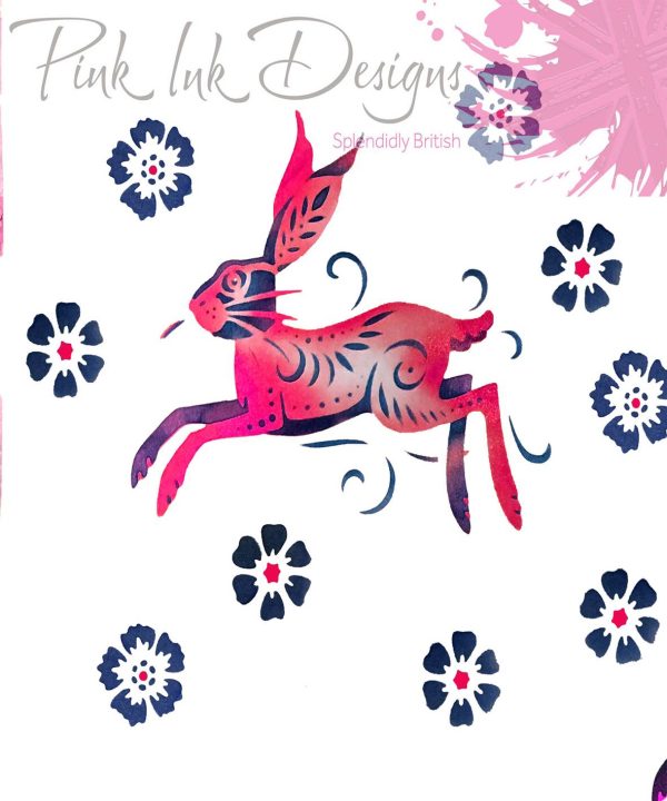 pink ink designs layered stencils hare sample