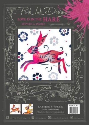 pink ink designs layered stencil hare