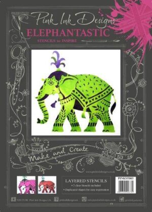 pink ink designs layered stencil elephantastic elephant