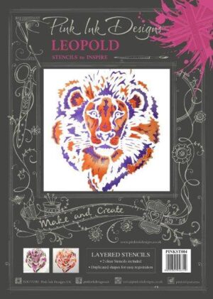 pink ink designs layered stencil leopold lion